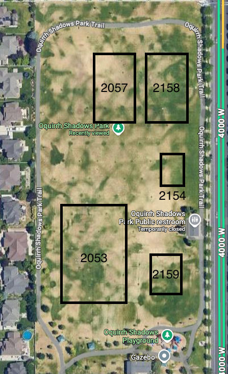 Copper Mountain Soccer Oquirrh Shadows Park field numbers