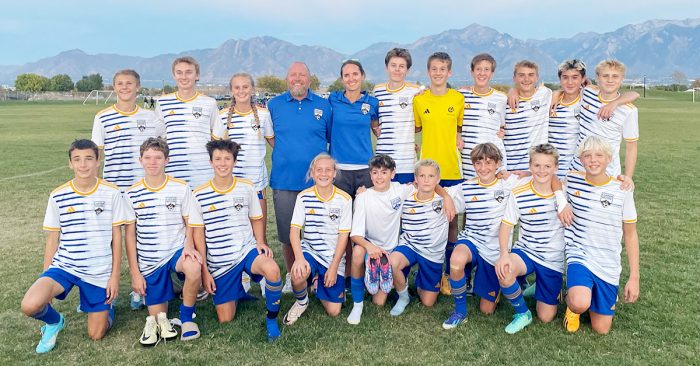 Boys soccer team in uniforms
